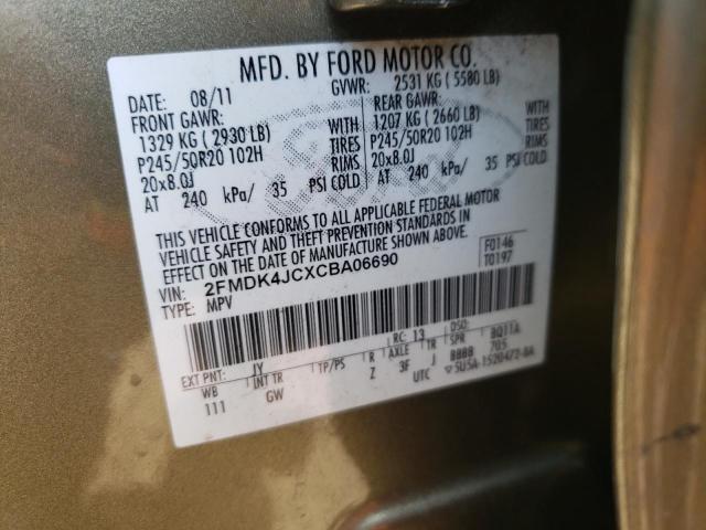 Photo 10 from auction – 2012 FORD EDGE SEL with VIN 2FMDK4JCXCBA06690