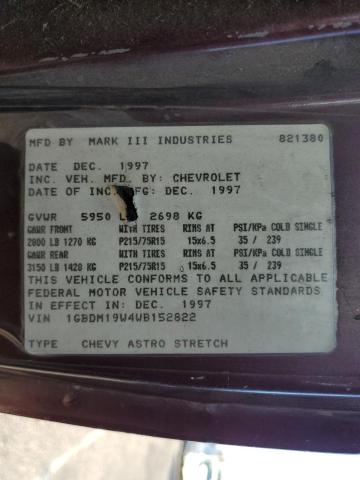 Photo 10 from auction – 1998 CHEVROLET ASTRO with VIN 1GBDM19W4WB152822