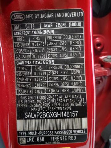 Photo 10 from auction – 2016 LAND ROVER RANGE ROVE with VIN SALVP2BGXGH146157