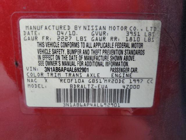 Photo 10 from auction – 2010 NISSAN SENTRA 2.0 with VIN 3N1AB6AP4AL692901