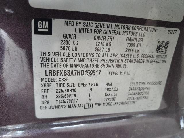 Photo 10 from auction – 2017 BUICK ENVISION E with VIN LRBFXBSA7HD159317