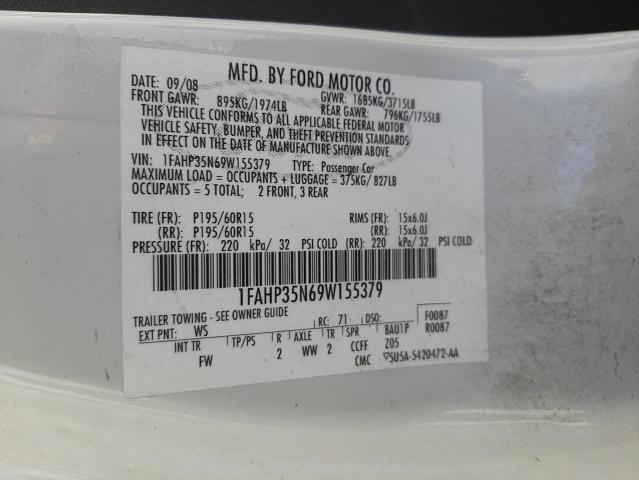 Photo 10 from auction – 2009 FORD FOCUS SE with VIN 1FAHP35N69W155379
