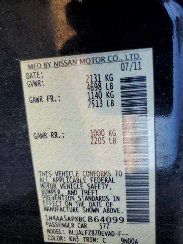 Photo 10 from auction – 2011 NISSAN MAXIMA S with VIN 1N4AA5APXBC864099