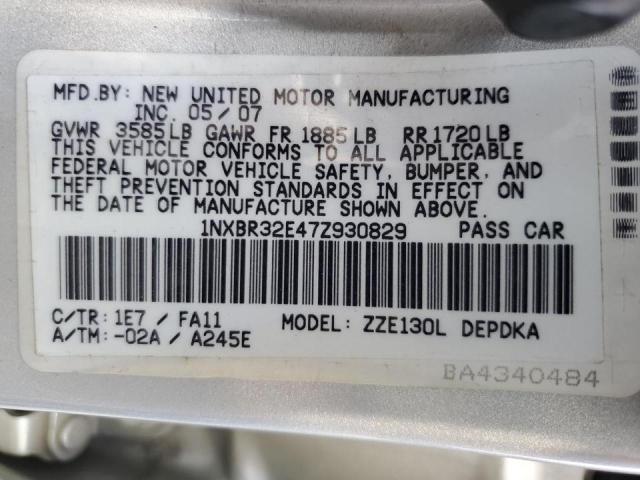 Photo 10 from auction – 2007 TOYOTA COROLLA CE with VIN 1NXBR32E47Z930829