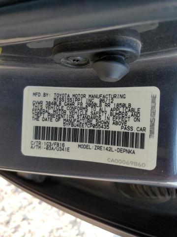 Photo 10 from auction – 2012 TOYOTA COROLLA with VIN 5YFBU4EE7CP055435