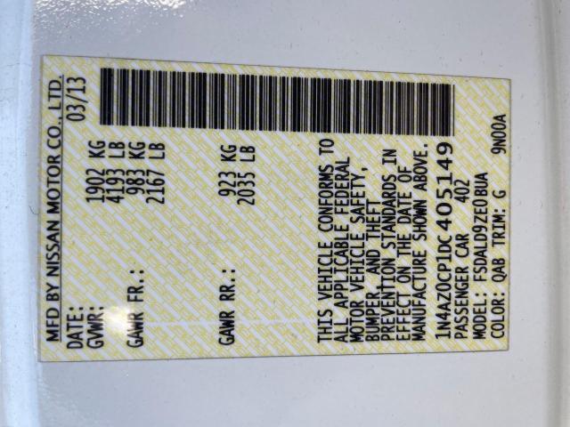 Photo 10 from auction – 2013 NISSAN LEAF S with VIN 1N4AZ0CP1DC405149