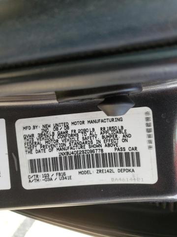 Photo 10 from auction – 2009 TOYOTA COROLLA BA with VIN 1NXBU40E29Z096778