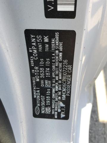 Photo 10 from auction – 2008 HYUNDAI ACCENT GS with VIN KMHCM36C78U072236