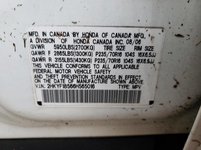 Photo 10 from auction – 2006 HONDA PILOT EX with VIN 2HKYF18566H565016