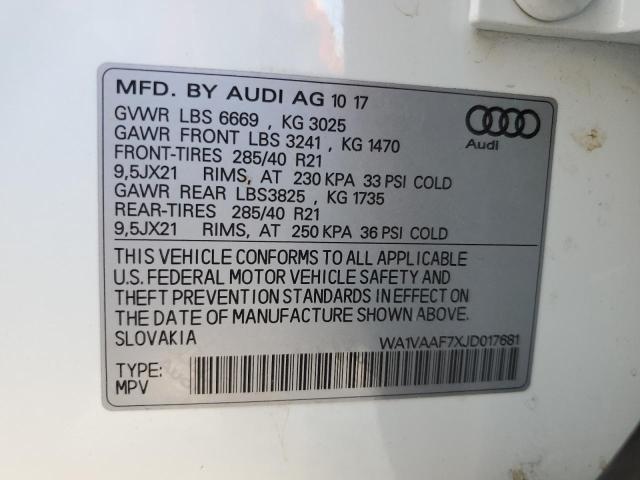 Photo 10 from auction – 2018 AUDI Q7 PRESTIG with VIN WA1VAAF7XJD017681
