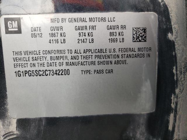 Photo 10 from auction – 2012 CHEVROLET CRUZE LT with VIN 1G1PG5SC2C7342200