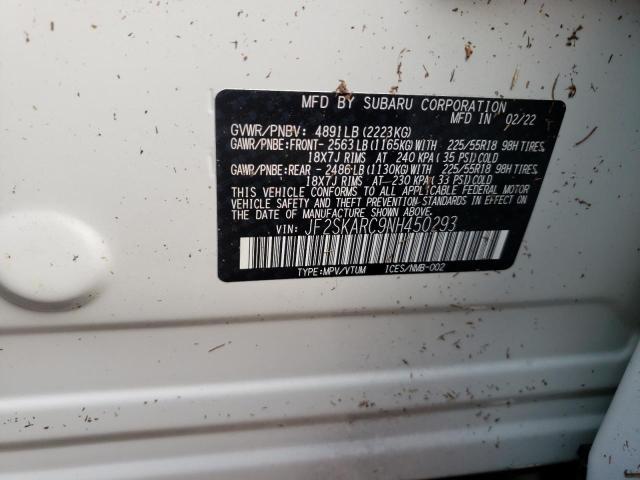 Photo 10 from auction – 2022 SUBARU FORESTER T with VIN JF2SKARC9NH450293