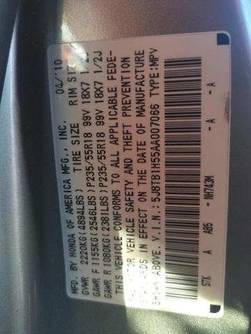 Photo 10 from auction – 2010 ACURA RDX TECHNO with VIN 5J8TB1H55AA007066