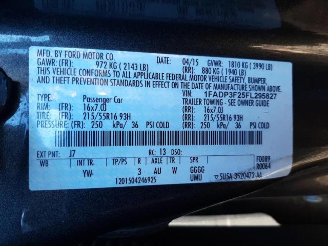 Photo 10 from auction – 2015 FORD FOCUS SE with VIN 1FADP3F25FL295827