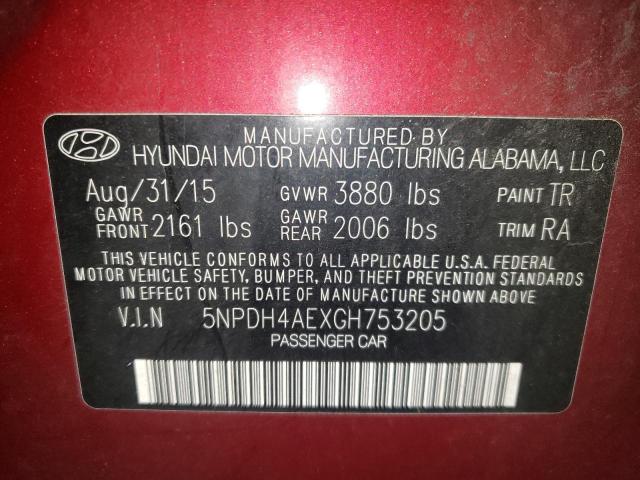 Photo 10 from auction – 2016 HYUNDAI ELANTRA SE with VIN 5NPDH4AEXGH753205