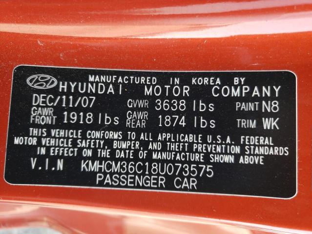Photo 10 from auction – 2008 HYUNDAI ACCENT with VIN KMHCM36C18U073575