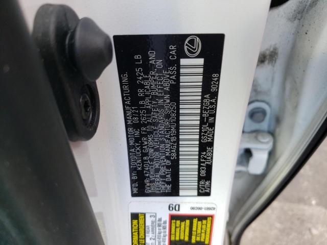 Photo 10 from auction – 2021 LEXUS ES 350 BAS with VIN 58AGZ1B19MU108250