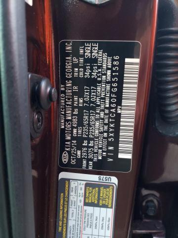 Photo 10 from auction – 2015 KIA SORENTO LX with VIN 5XYKTCA60FG651586
