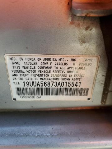 Photo 10 from auction – 2003 ACURA 3.2TL TYPE with VIN 19UUA56873A015541