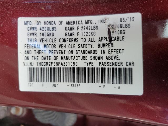 Photo 10 from auction – 2015 HONDA ACCORD LX with VIN 1HGCR2F35FA201090
