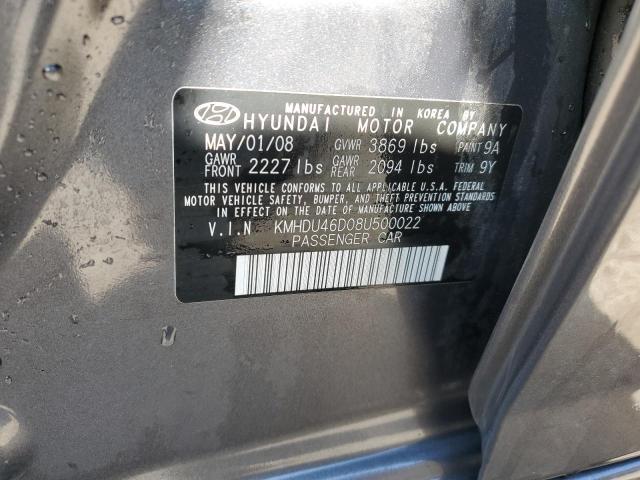 Photo 10 from auction – 2008 HYUNDAI ELANTRA GL with VIN KMHDU46D08U500022