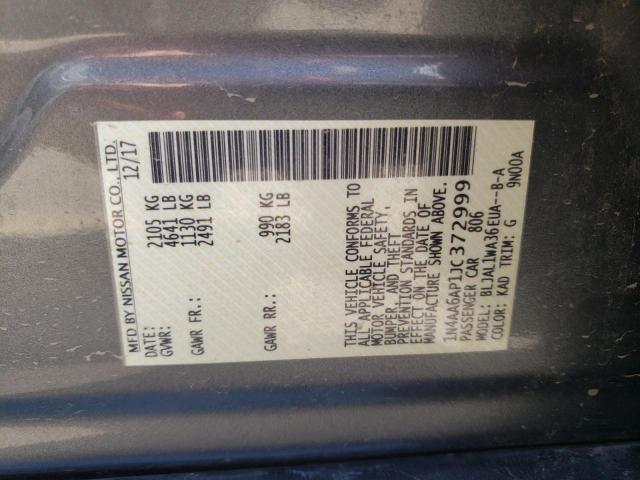 Photo 10 from auction – 2018 NISSAN MAXIMA 3.5 with VIN 1N4AA6AP1JC372999