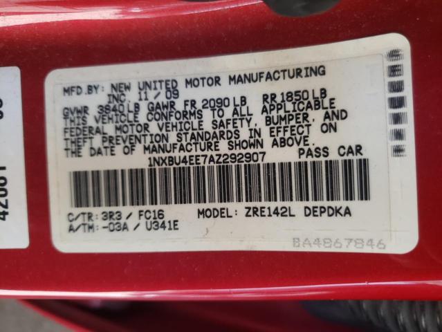 Photo 10 from auction – 2010 TOYOTA COROLLA BA with VIN 1NXBU4EE7AZ292907