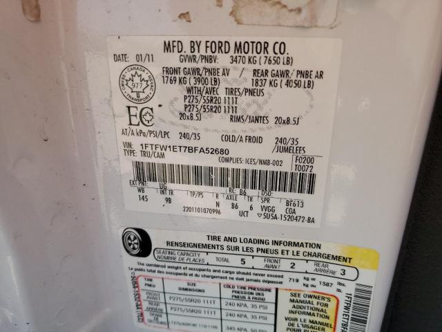 Photo 10 from auction – 2011 FORD F150 SUPER with VIN 1FTFW1ET7BFA52680