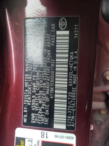 Photo 10 from auction – 2013 TOYOTA AVALON BAS with VIN 4T1BK1EB0DU011822