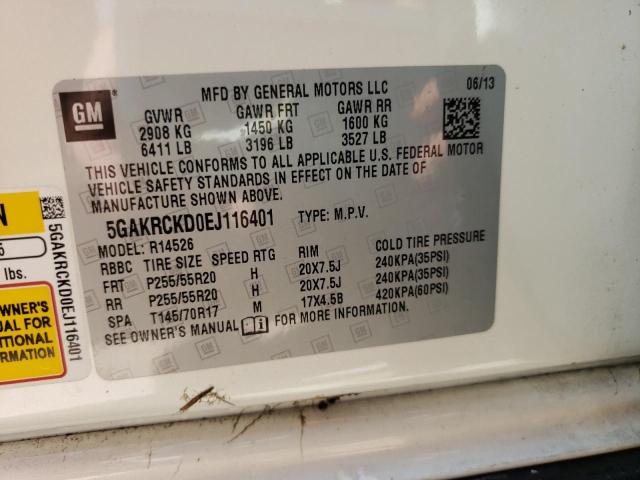 Photo 10 from auction – 2014 BUICK ENCLAVE with VIN 5GAKRCKD0EJ116401