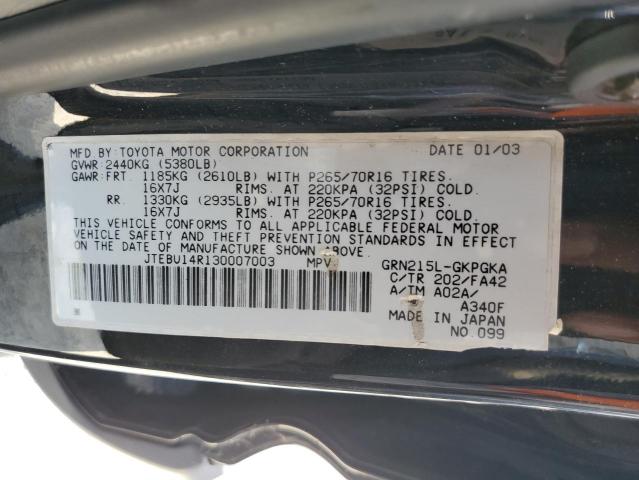 Photo 10 from auction – 2003 TOYOTA 4RUNNER SR with VIN JTEBU14R130007003