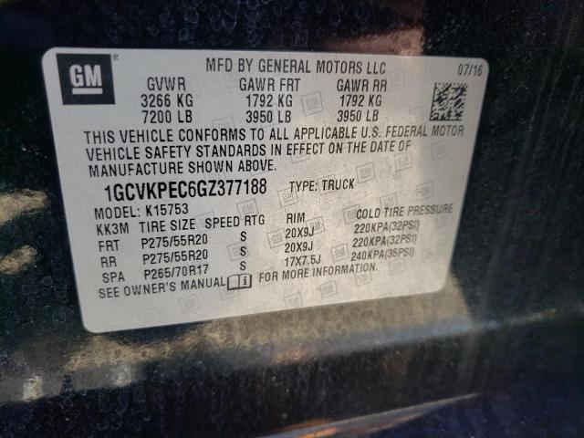 Photo 10 from auction – 2016 CHEVROLET SILVERADO with VIN 1GCVKPEC6GZ377188