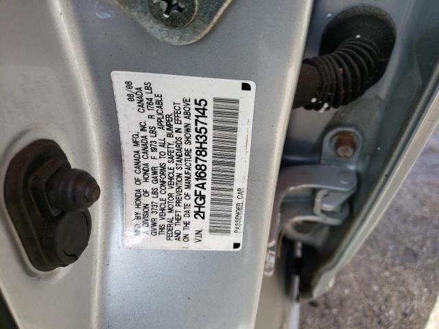 Photo 10 from auction – 2008 HONDA CIVIC EX with VIN 2HGFA16878H357145