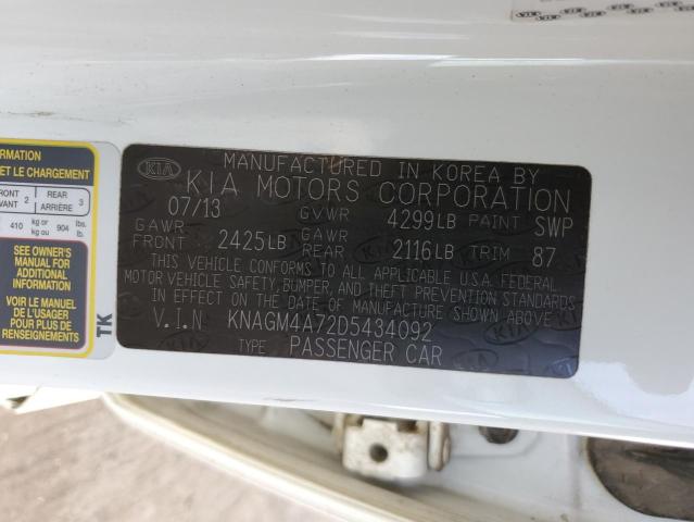 Photo 10 from auction – 2013 KIA OPTIMA LX with VIN KNAGM4A72D5434092