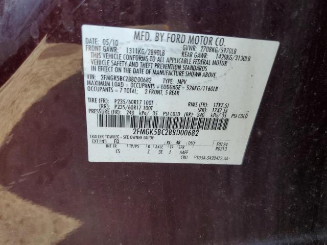 Photo 10 from auction – 2011 FORD FLEX SE with VIN 2FMGK5BC2BBD00682