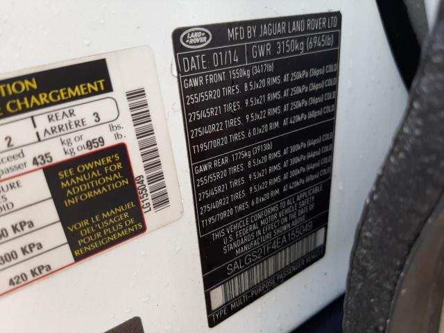 Photo 10 from auction – 2014 LAND ROVER RANGE ROVE with VIN SALGS2TF4EA155049