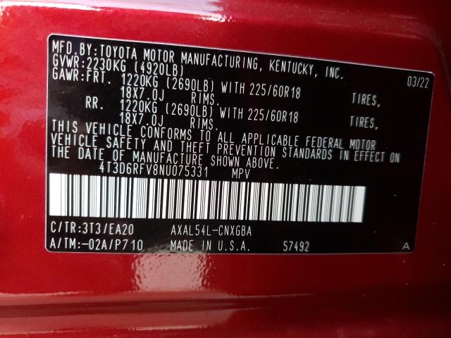 Photo 10 from auction – 2022 TOYOTA RAV4 LIMIT with VIN 4T3D6RFV8NU075331