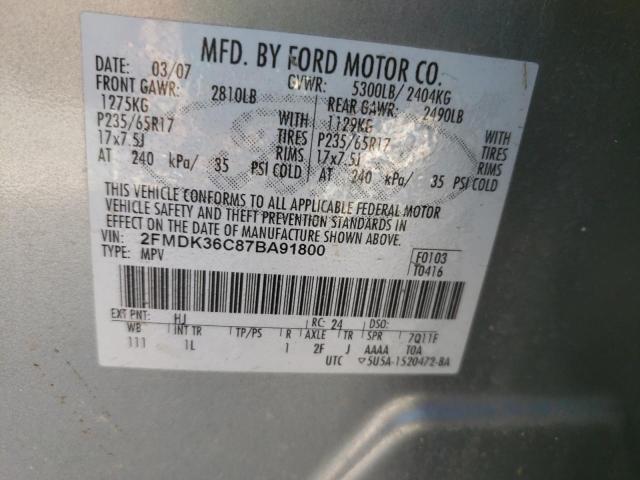 Photo 10 from auction – 2007 FORD EDGE SE with VIN 2FMDK36C87BA91800