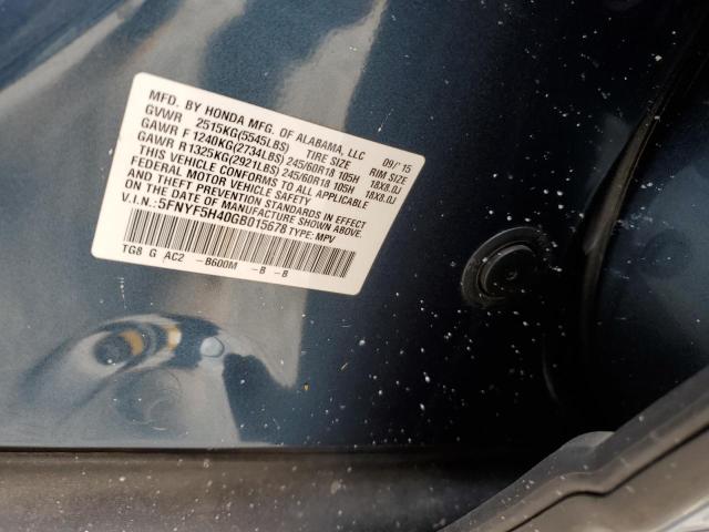Photo 10 from auction – 2016 HONDA PILOT EX with VIN 5FNYF5H40GB015678