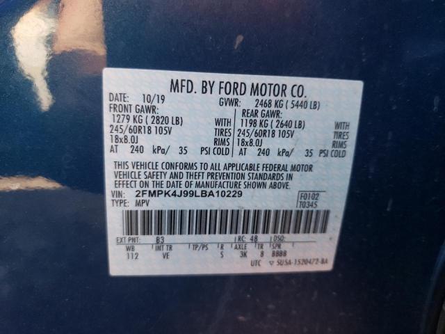 Photo 10 from auction – 2020 FORD EDGE SEL with VIN 2FMPK4J99LBA10229