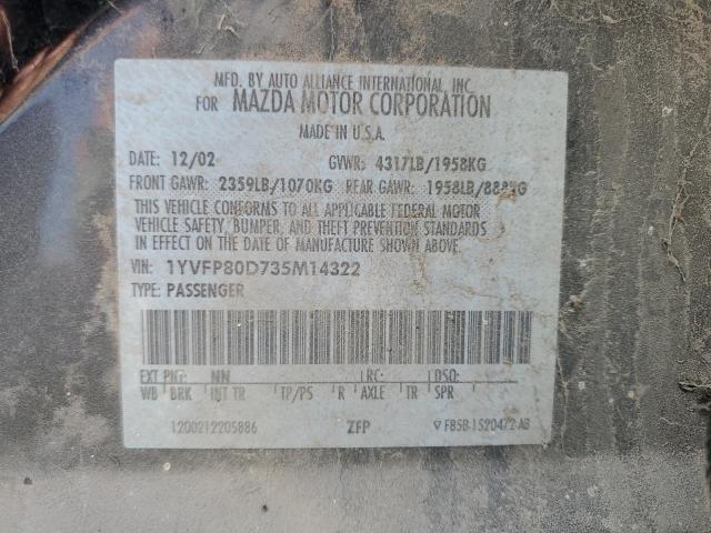 Photo 10 from auction – 2003 MAZDA 6 S with VIN 1YVFP80D735M14322
