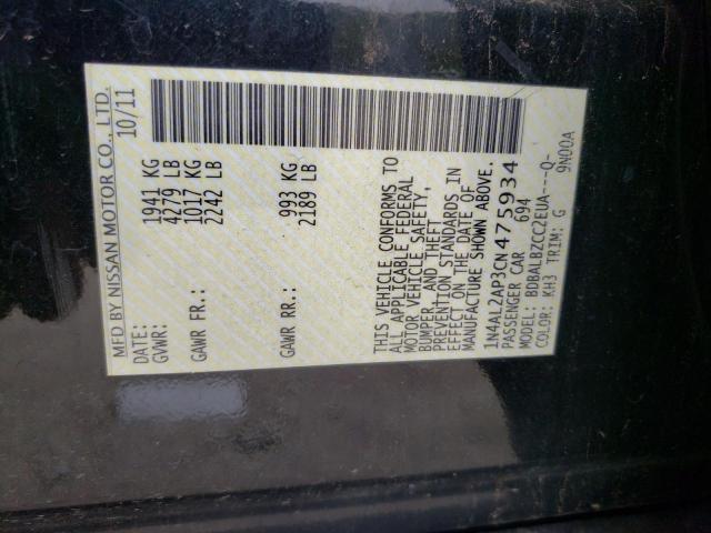 Photo 10 from auction – 2012 NISSAN ALTIMA BAS with VIN 1N4AL2AP3CN475934