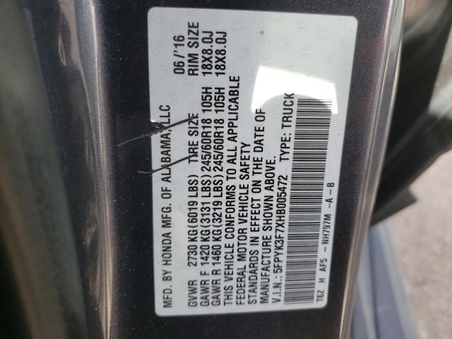 Photo 10 from auction – 2017 HONDA RIDGELINE with VIN 5FPYK3F7XHB005472