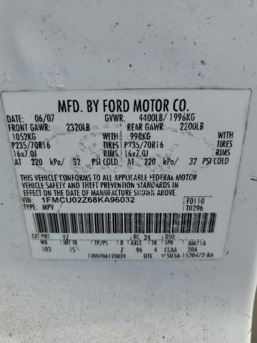 Photo 10 from auction – 2008 FORD ESCAPE XLS with VIN 1FMCU02Z68KA96032