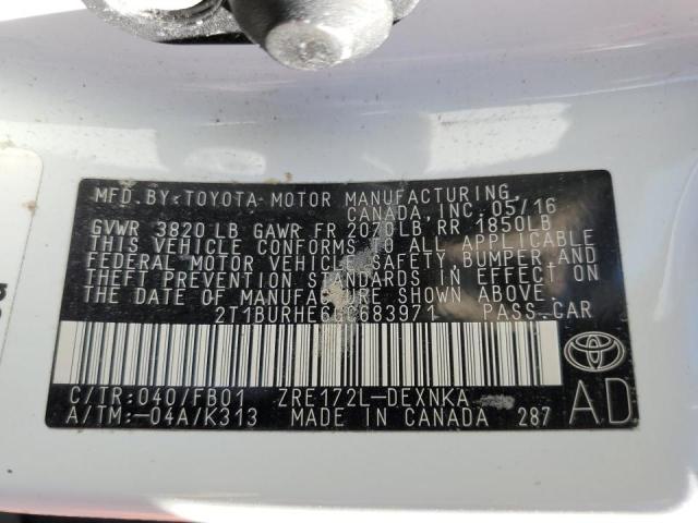 Photo 10 from auction – 2016 TOYOTA COROLLA L with VIN 2T1BURHE6GC683971
