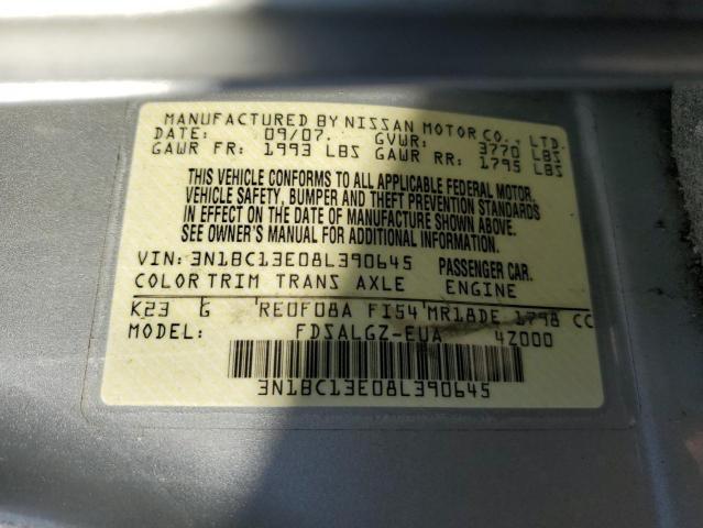 Photo 10 from auction – 2008 NISSAN VERSA S with VIN 3N1BC13E08L390645
