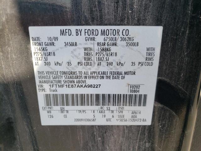 Photo 10 from auction – 2010 FORD F150 with VIN 1FTMF1E87AKA98227