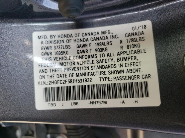 Photo 10 from auction – 2018 HONDA CIVIC LX with VIN 2HGFC2F58JH531932