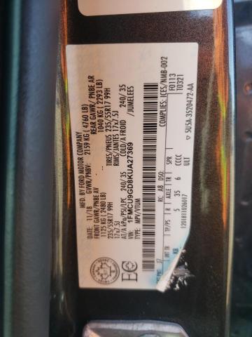 Photo 10 from auction – 2019 FORD ESCAPE SE with VIN 1FMCU9GD8KUA27369
