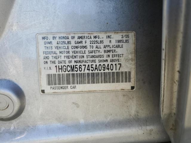 Photo 10 from auction – 2005 HONDA ACCORD EX with VIN 1HGCM56745A094017